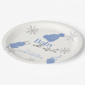 ベビーブルー・ビーニー・ボーイ・ベイビー・シャワー外は冷たい ペーパープレート (アングル)