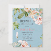 ベビーブルー&ピンクリリーブランチ&バブリー招待状 招待状 (正面)