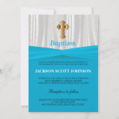 ベビーブルー&ホワイトサテンバプティスマ/《キリスト教》洗礼式や命名式 招待状 (正面)