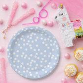 ベビーブルー&ホワイト紙吹雪/水玉模様 ペーパープレート (パーティー)