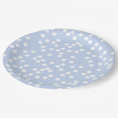 ベビーブルー&ホワイト紙吹雪/水玉模様 ペーパープレート (アングル)