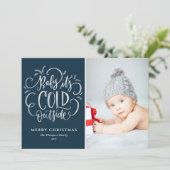 ベビーブルー・メリークリスマスフォト外は寒い シーズンカード (スタンド正面)