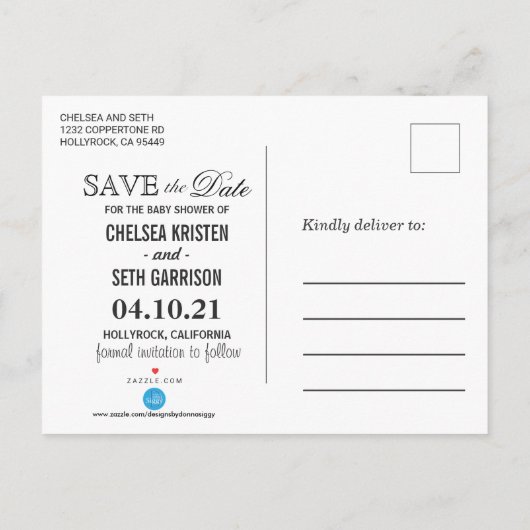 ベビーブルー《写真》ぼけ味フローリド | 男の赤ちゃんシャワー 案内ポストカード (裏面)