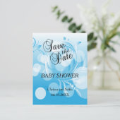 ベビーブルー《写真》ぼけ味フローリド | 男の赤ちゃんシャワー 案内ポストカード (スタンド正面)