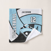 ベビーブルー、白黒のバレーボール バスタオルセット (ウォッシュタオル)