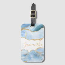 ベビーブルー&金ゴールドフェイクグリッター大理石ゲート