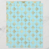 ベビーブルー&金ゴールド2パターンのスクラップブック紙 (正面/裏面)