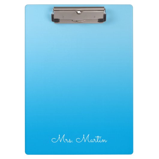ベビーブルーAzureグラデーションパーソナライズされた先生 クリップボード (正面)