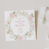 ベビーブレスアンドピンクローズガールバプテスマ招待状 招待状