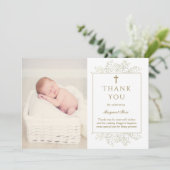 ベビーブレスフラワーバプティスフォトサンキューカード 招待状 (スタンド正面)