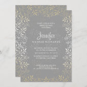 ベビーブレス金ゴールドとシルバーブライダルシャワー 招待状 (正面/裏面)