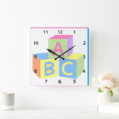 ベビーブロックの壁時計 スクエア壁時計 (ホーム)