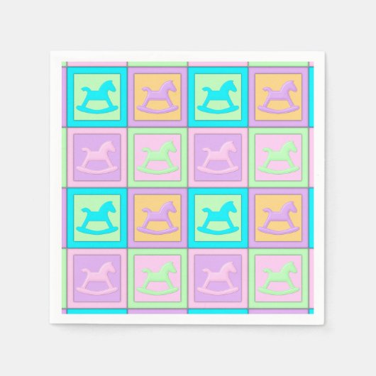 ベビーブロックウマ – 紙パーティーナプキンス スタンダードカクテルナプキン (正面)