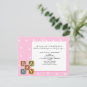 ベビーブロックオンピンクベビーシャワー招待状 招待状 (スタンド正面)