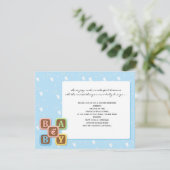 ベビーブロックオンブルーベビーシャワー招待状 招待状 (スタンド正面)