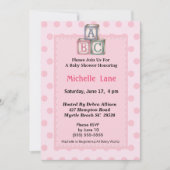 ベビーブロックガールシャワー招待状 招待状 (正面)