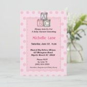 ベビーブロックガールシャワー招待状 招待状 (スタンド正面)