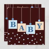 ベビーブロックスブルーボーイベビーシャワー 招待状 (正面/裏面)