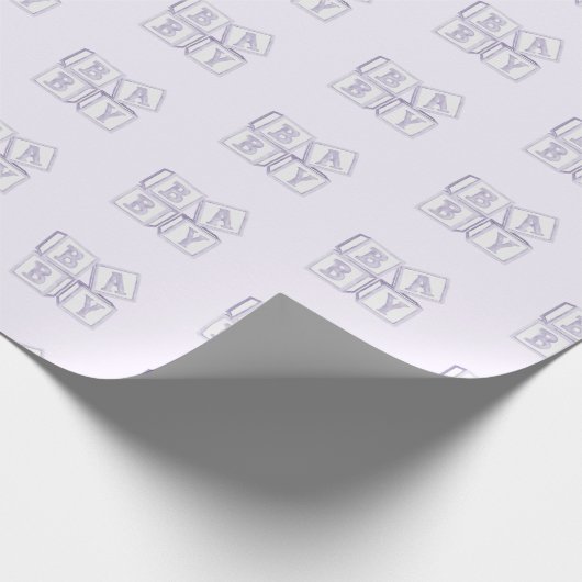 ベビーブロックタイポグラフィ紫の水色シャワー ラッピングペーパー (角)