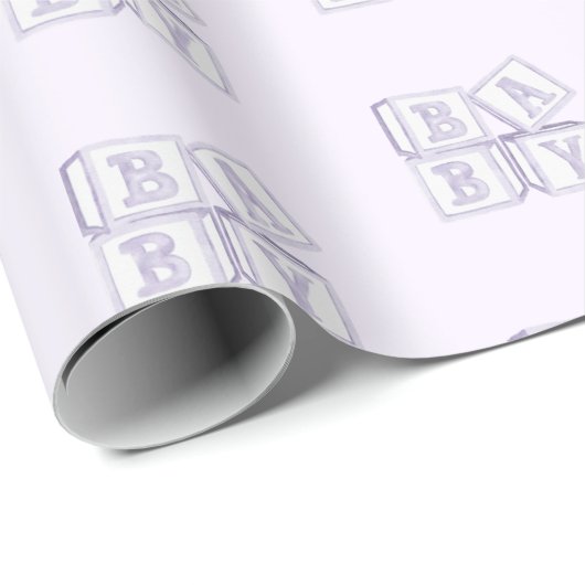ベビーブロックタイポグラフィ紫の水色シャワー ラッピングペーパー (ロールコーナー)