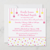 ベビーブロックピンクイエローガールカップルベビーシャワー 招待状 (裏面)