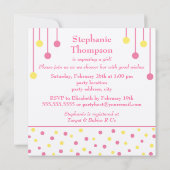 ベビーブロックピンクイエローガールベビーシャワー 招待状 (裏面)