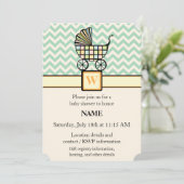 ベビーブロックベビーカー赤ちゃんシャワー招待状 招待状 (スタンド正面)