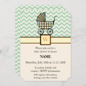 ベビーブロックベビーカー赤ちゃんシャワー招待状 招待状 (正面/裏面)