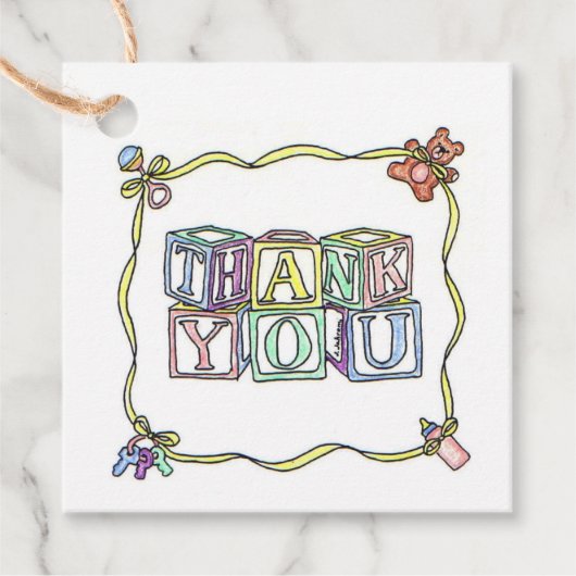 ベビーブロックベビーシャワーありがとう フェイバータグ (正面)