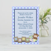 ベビーブロックベビーシャワー-青 招待状 (スタンド正面)