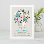 ベビーブロック花配置ベビーシャワー 招待状 (スタンド正面)