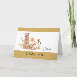 ベビーブロック、クマおよびワイルドフラワーサンキューカード サンキューカード