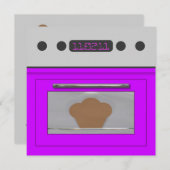 ベビーブンレシピ招待状（紫） 招待状 (正面/裏面)