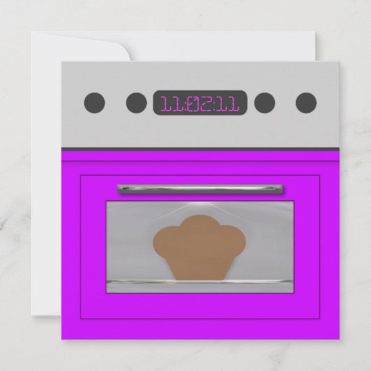 ベビーブンレシピ招待状（紫） 招待状 (正面)