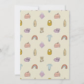 ベビーブーティ生まれたばかりのイラストレーションベビーシャワー 招待状 (裏面)