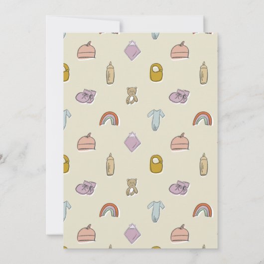 ベビーブーティ生まれたばかりのイラストレーションベビーシャワー 招待状 (裏面)