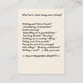 ベビーブーマーの退職カード-お母さん コーリングカード (裏面)