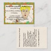 ベビーブーマーの退職カード-お母さん コーリングカード (正面/裏面)