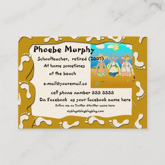 ベビーブーマーの退職カード-ビーチ場面 コーリングカード (正面)