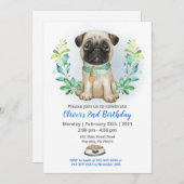 ベビープグ誕生日パーティーの招待 招待状 (正面/裏面)