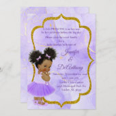 ベビープリンセスラベンダーマーブルベビーシャワー 招待状 (正面/裏面)