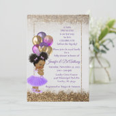 ベビープリンセスラベンダー及び金ゴールドベビーシャワー 招待状 (スタンド正面)