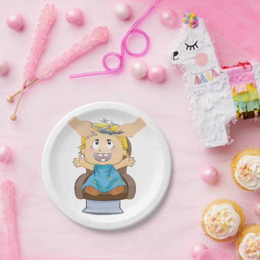 ベビーヘアーカットおもしろいキッズ理容師ショップ ペーパープレート (パーティー)