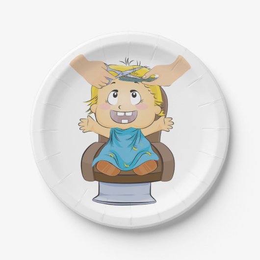 ベビーヘアーカットおもしろいキッズ理容師ショップ ペーパープレート (正面)