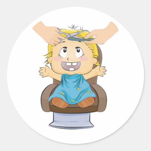 ベビーヘアーカットおもしろいキッズ理容師ショップ ラウンドシール (正面)