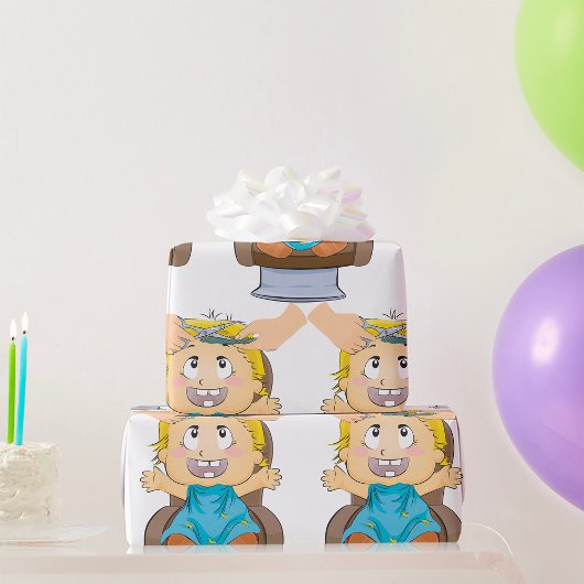 ベビーヘアーカットおもしろいキッズ理容師ショップ ラッピングペーパー