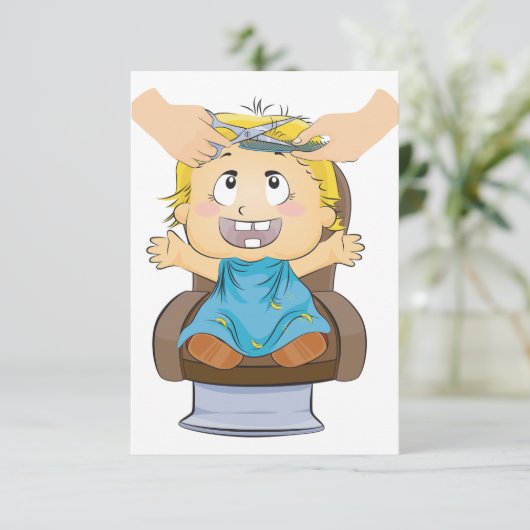 ベビーヘアーカットおもしろいキッズ理容師ショップ 招待状 (スタンド正面)