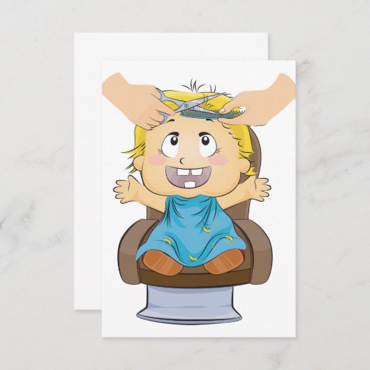 ベビーヘアーカットおもしろいキッズ理容師ショップ 招待状 (正面/裏面)