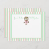 ベビーヘッジホグオンパステルキャンディストライプーズピンク&ミント ノートカード (正面/裏面)