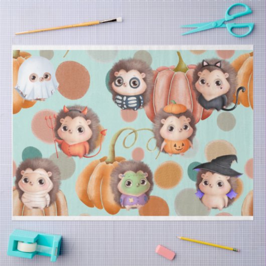 ベビーヘッジホッグハロウィーンティッシュデカップージ紙 薄葉紙 (クラフト)